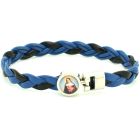 Bracelet noir et bleu tressé simili cuir